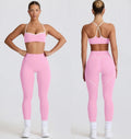 Set Sportivo Donna – Top e Leggings a Vita Alta – Rosa lotus