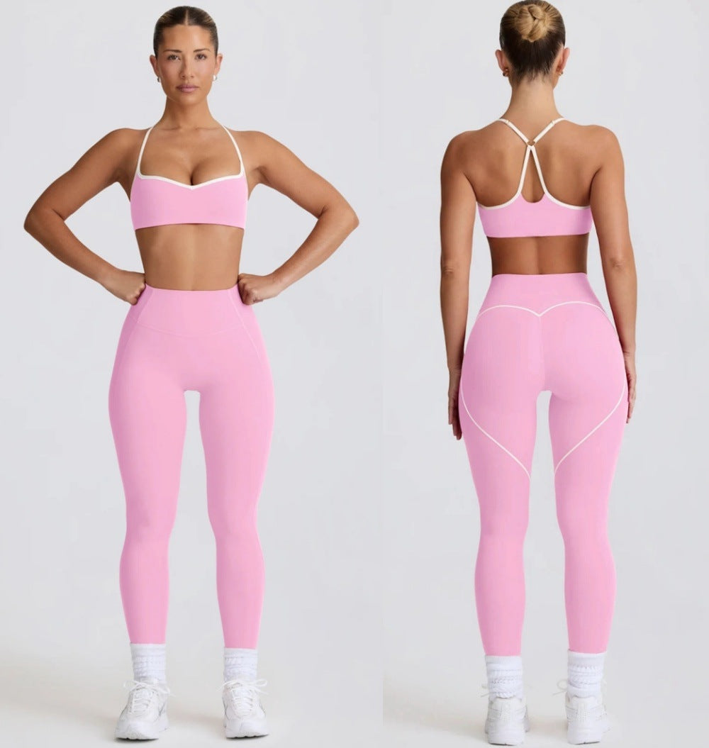 Set Sportivo Donna – Top e Leggings a Vita Alta – Rosa lotus