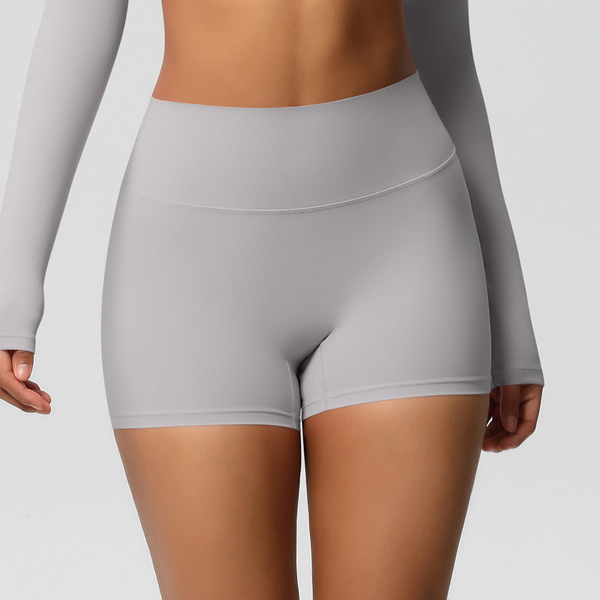 Completo Sportivo Donna – Top Schiena Lavorata e Pantaloni – Shorts 7101 – grigio ghiaccio
