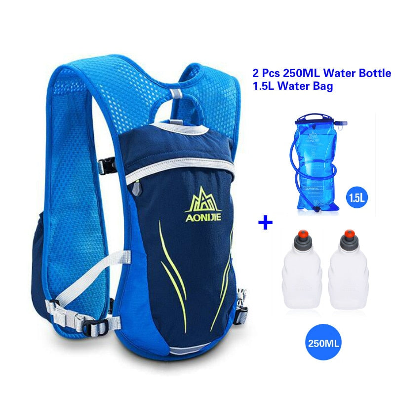 Zaino da Idratazione per Trail Running 5,5 L – Blu – sacca idrica + 250 ml
