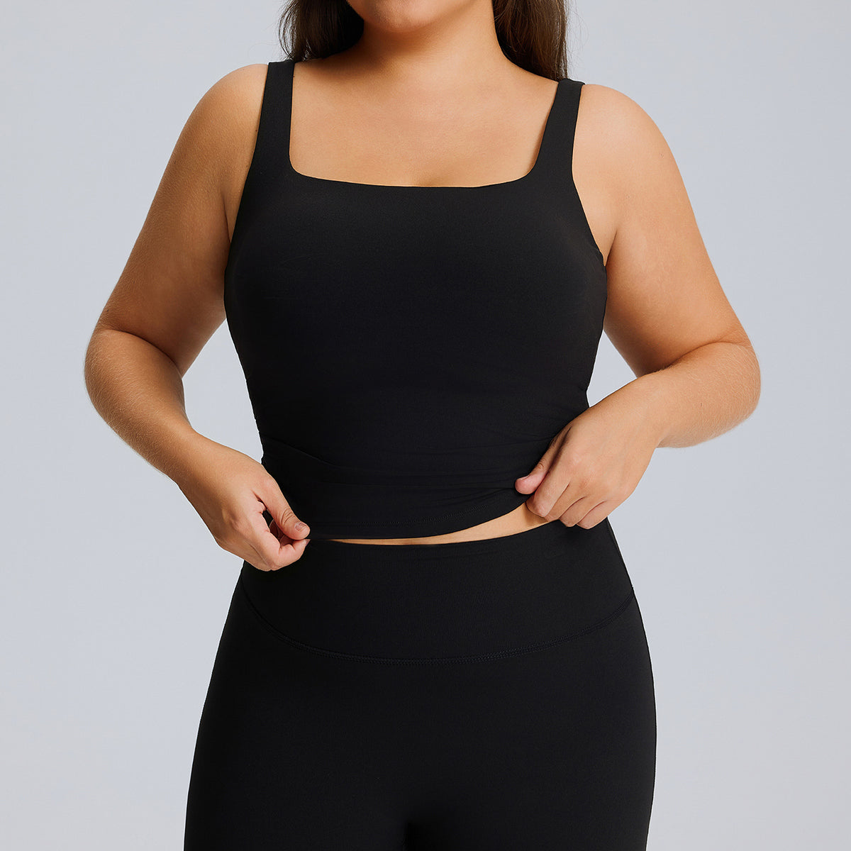 Completo Sportivo Donna – Top e Pantaloni Dritti – Solo top – nero