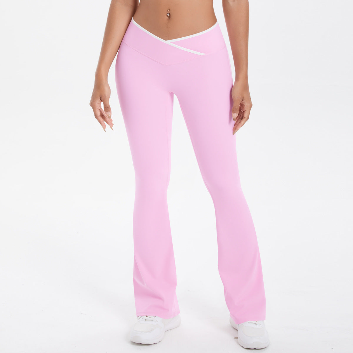 Completo Sportivo Donna – Top Incrociato e Pantaloni a Gamba Larga – Pantaloni a gamba larga 7116 – rosa sakura