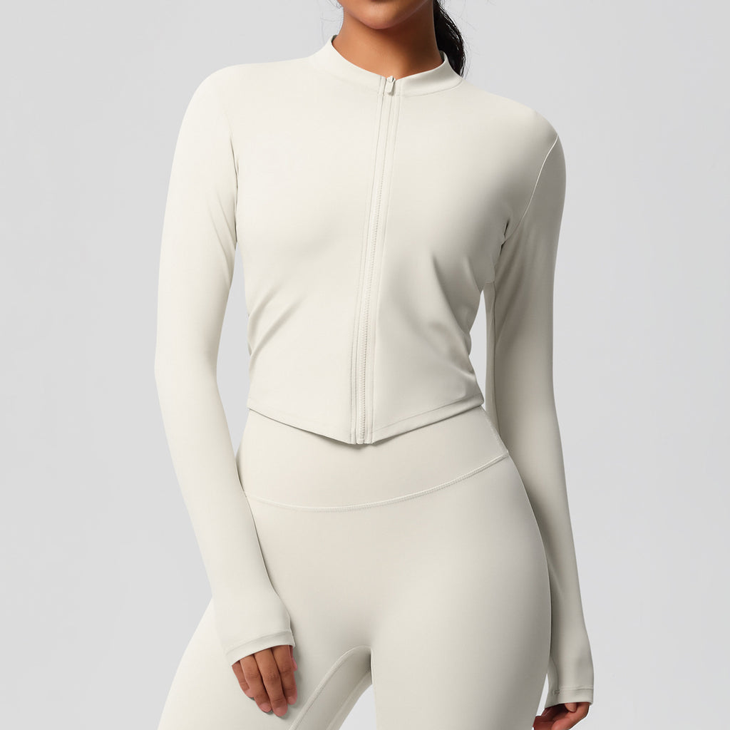 Ensemble de sport femme – Top dos travaillé et pantalon – Veste zippée 7106 – ivoire