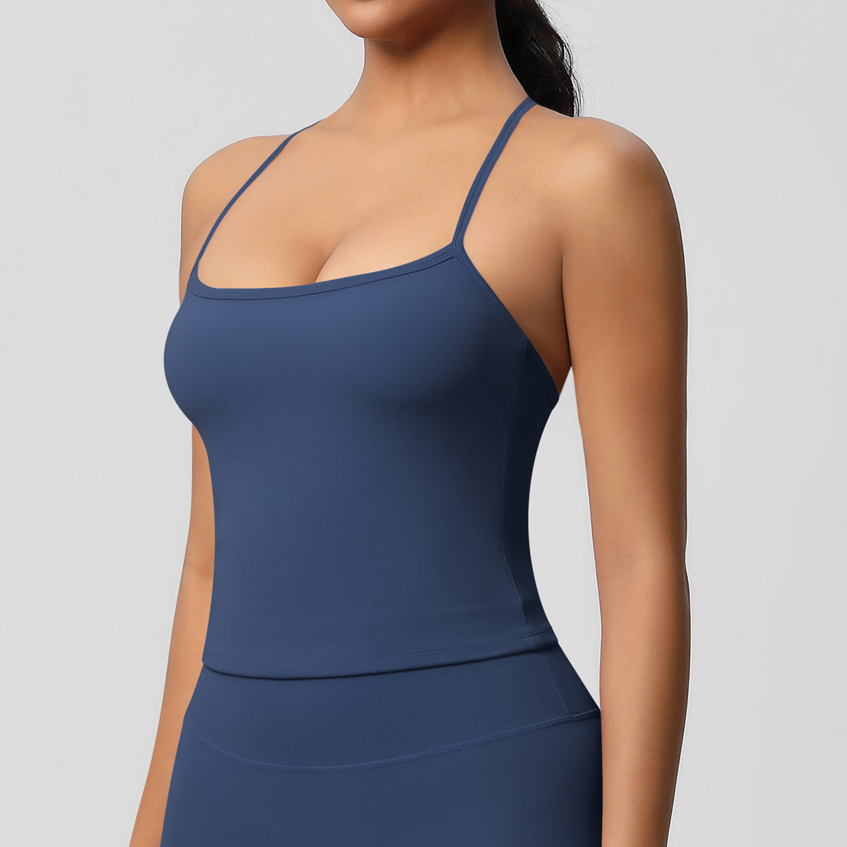 Ensemble de sport femme – Top dos travaillé et pantalon – Débardeur 7107 – bleu