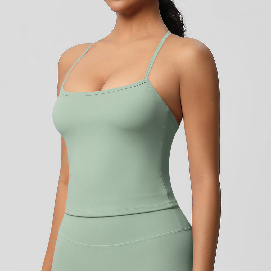 Ensemble de sport femme – Top dos travaillé et pantalon – Débardeur 7107 – vert basilic