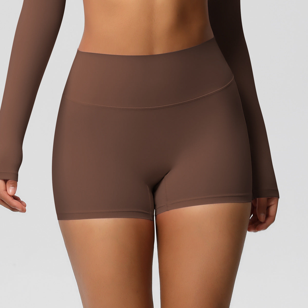 Completo Sportivo Donna – Top Schiena Lavorata e Pantaloni – Shorts 7101 – castagna