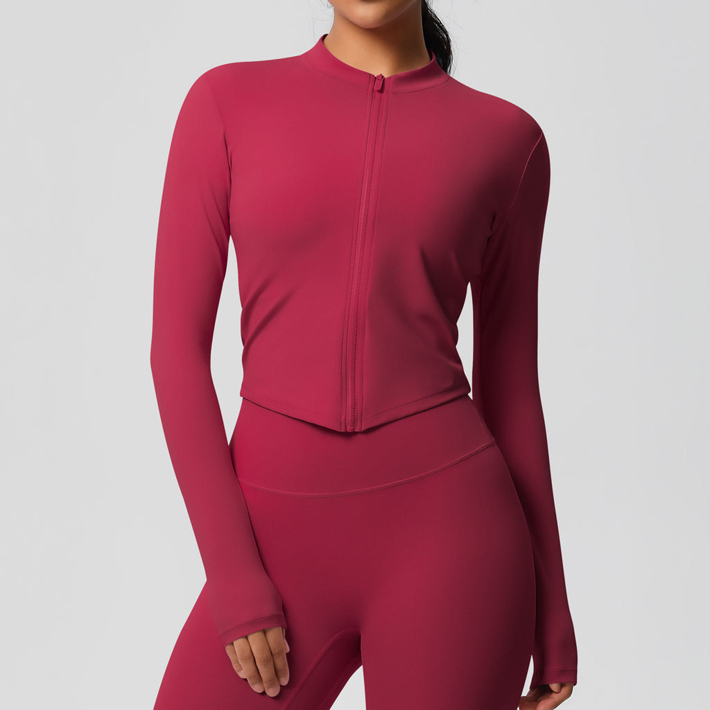 Ensemble de sport femme – Top dos travaillé et pantalon – Veste zippée 7106 – rose vif