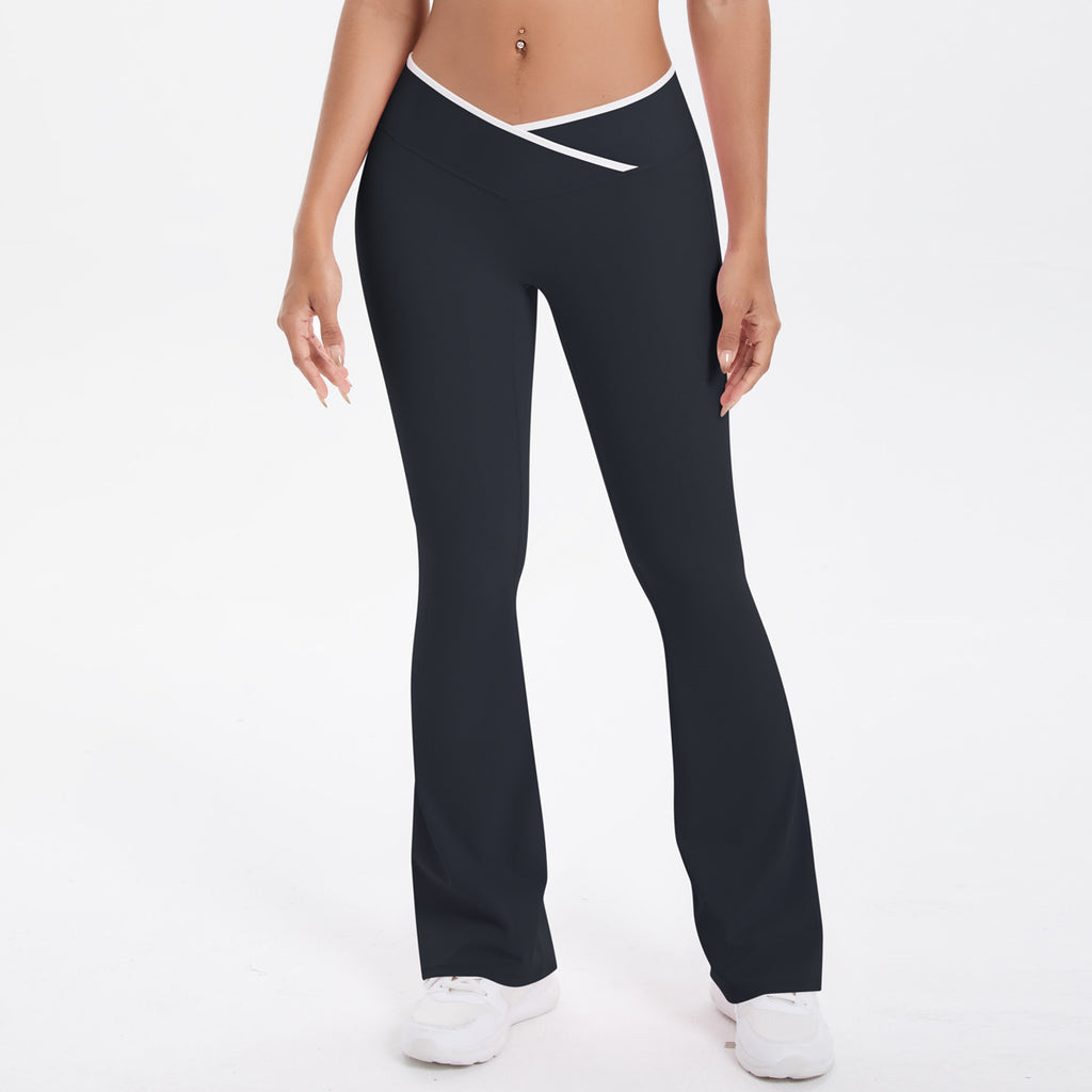 Ensemble de sport femme – Top croisé et pantalon large – Pantalon large 7116 – noir