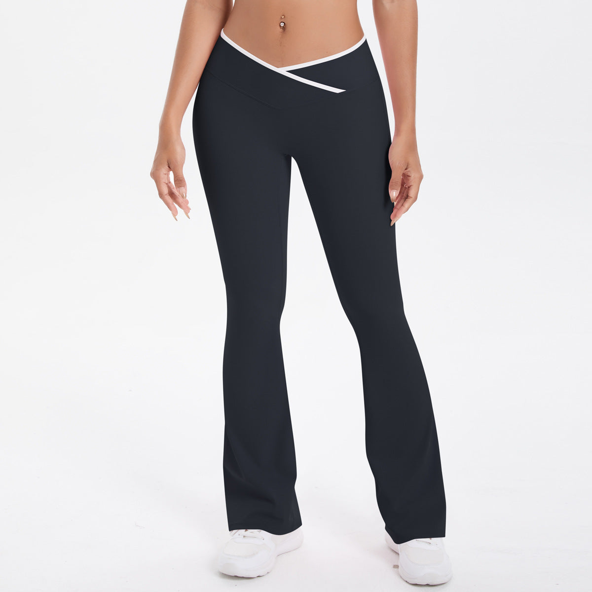 Completo Sportivo Donna – Top Incrociato e Pantaloni a Gamba Larga – Pantaloni a gamba larga 7116 – nero