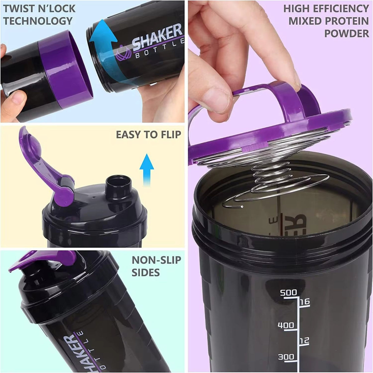 Shaker per Proteine da 550 ml con Scala Graduata – foto 3 di 9