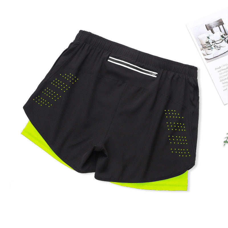 Short de sport homme double couche – Vert fluo