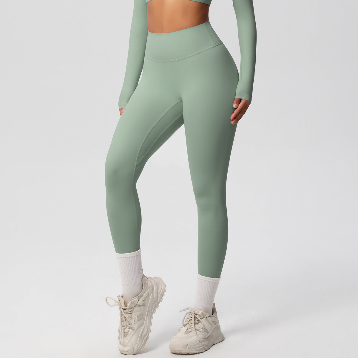 Completo Sportivo Donna – Top Schiena Lavorata e Pantaloni – Pantaloni 7100 – verde basilico