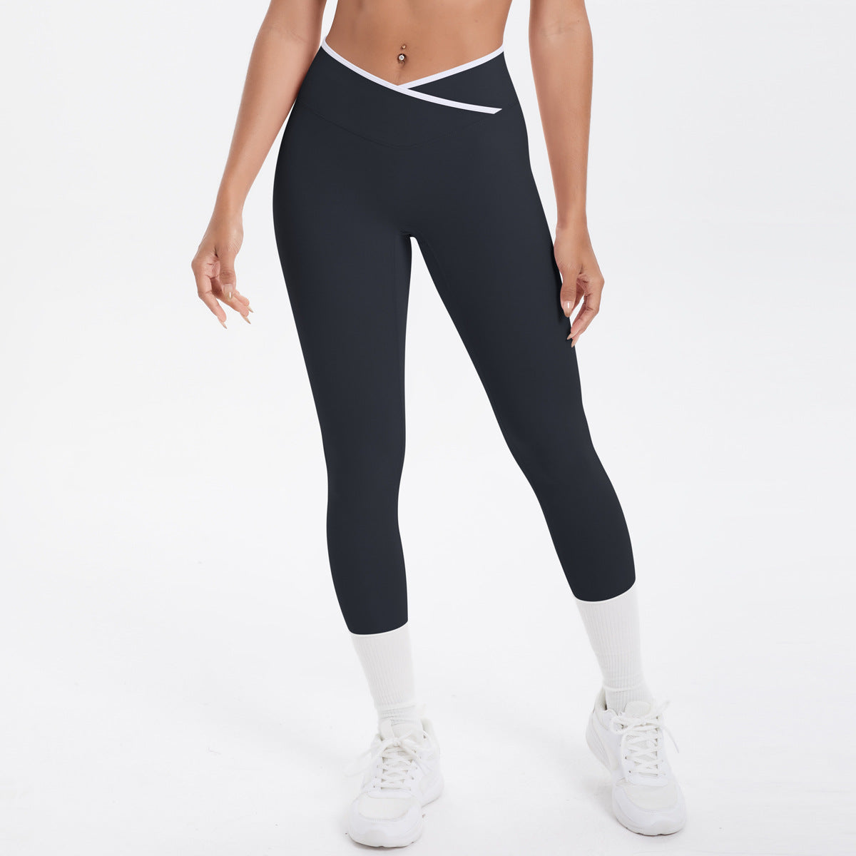Completo Sportivo Donna – Top Incrociato e Pantaloni a Gamba Larga – Pantaloni 7118 – nero