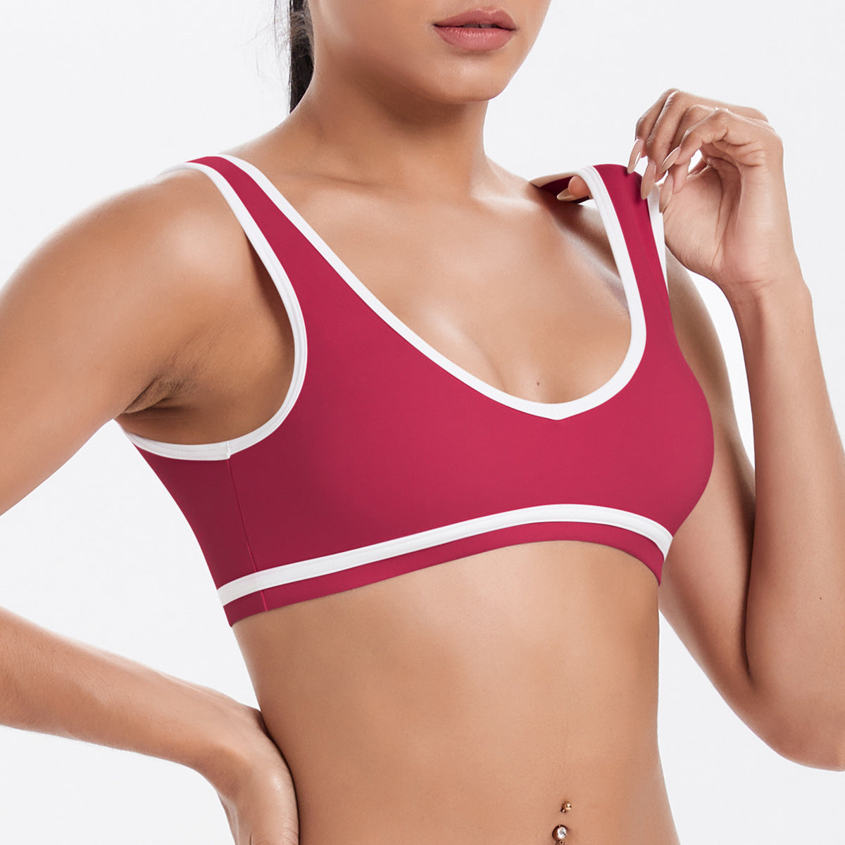 Completo Sportivo Donna – Top Incrociato e Pantaloni a Gamba Larga – Reggiseno sportivo 7120 – rosa intenso