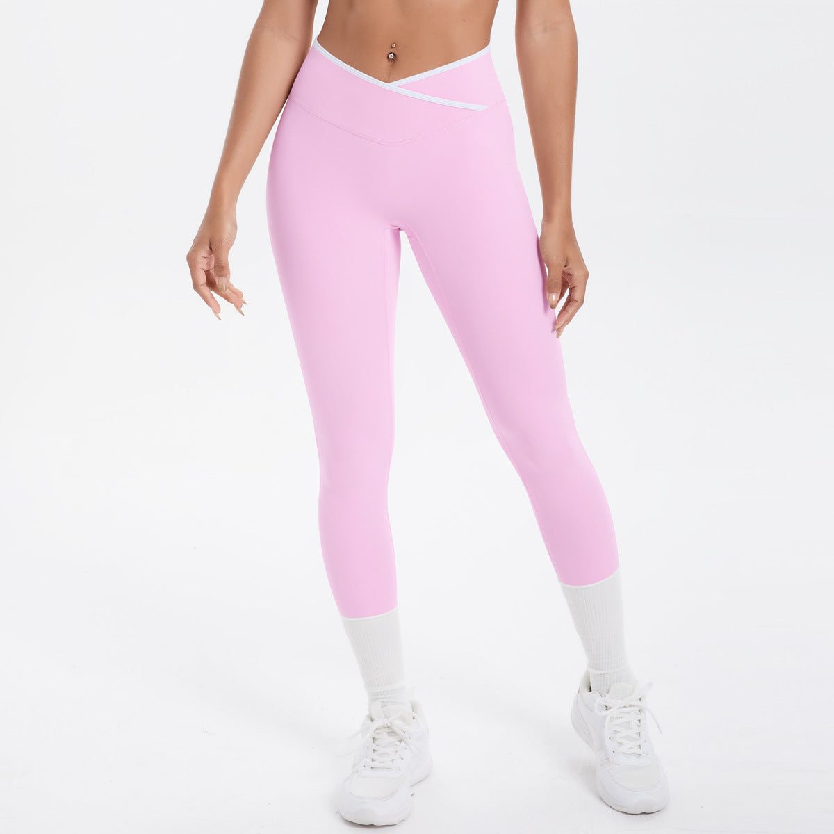 Completo Sportivo Donna – Top Incrociato e Pantaloni a Gamba Larga – Pantaloni 7118 – rosa sakura