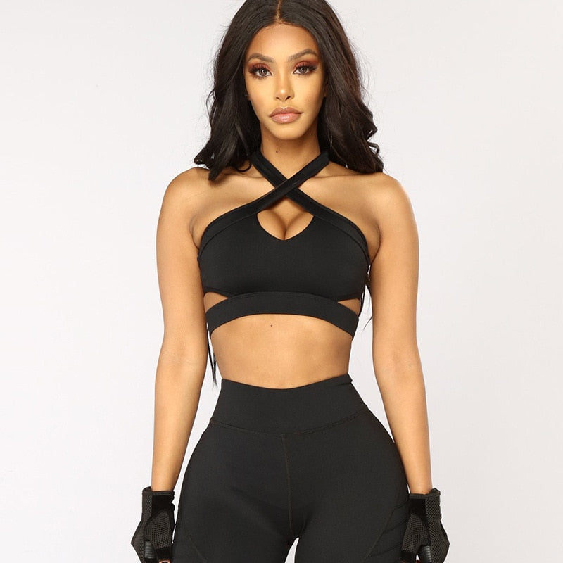 Brassière de sport sans coutures dos croisé