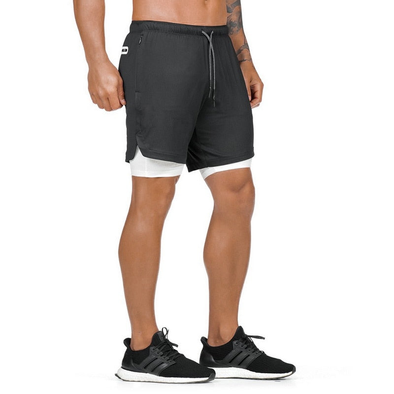 Pantaloncini Sportivi Uomo 2 in 1 con Tasche Zip – foto 4 di 8