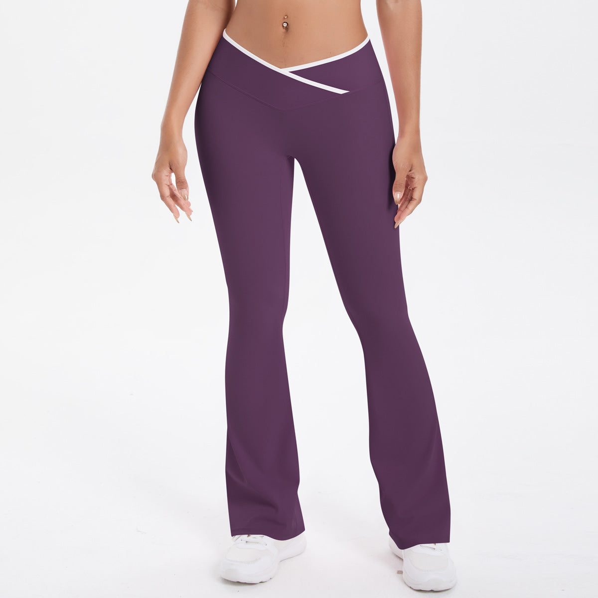 Completo Sportivo Donna – Top Incrociato e Pantaloni a Gamba Larga – Pantaloni a gamba larga 7116 – viola