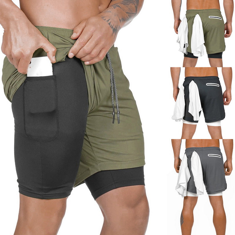 Pantaloncini Sportivi Uomo 2 in 1 con Tasche Zip – foto 2 di 8