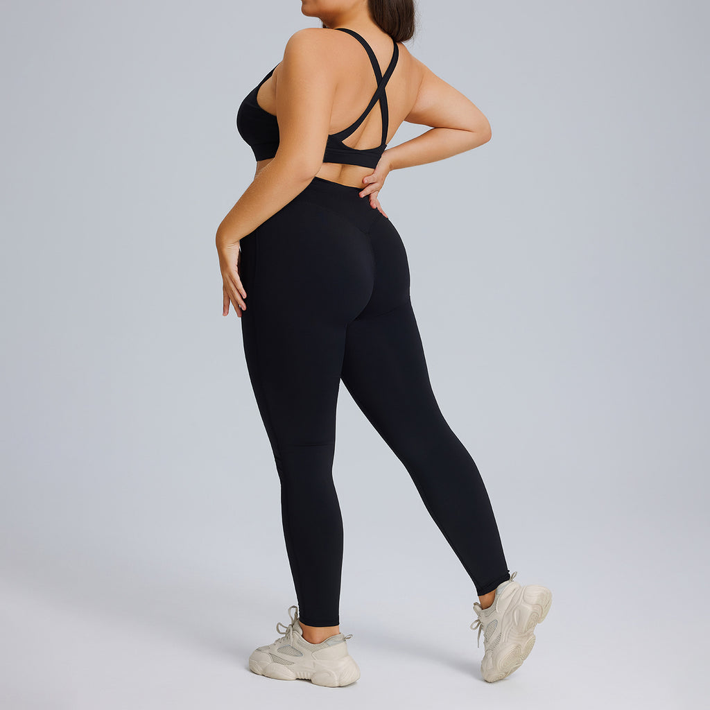 Completo Sportivo Donna – Top e Leggings per Corsa – Completo top + leggings – nero