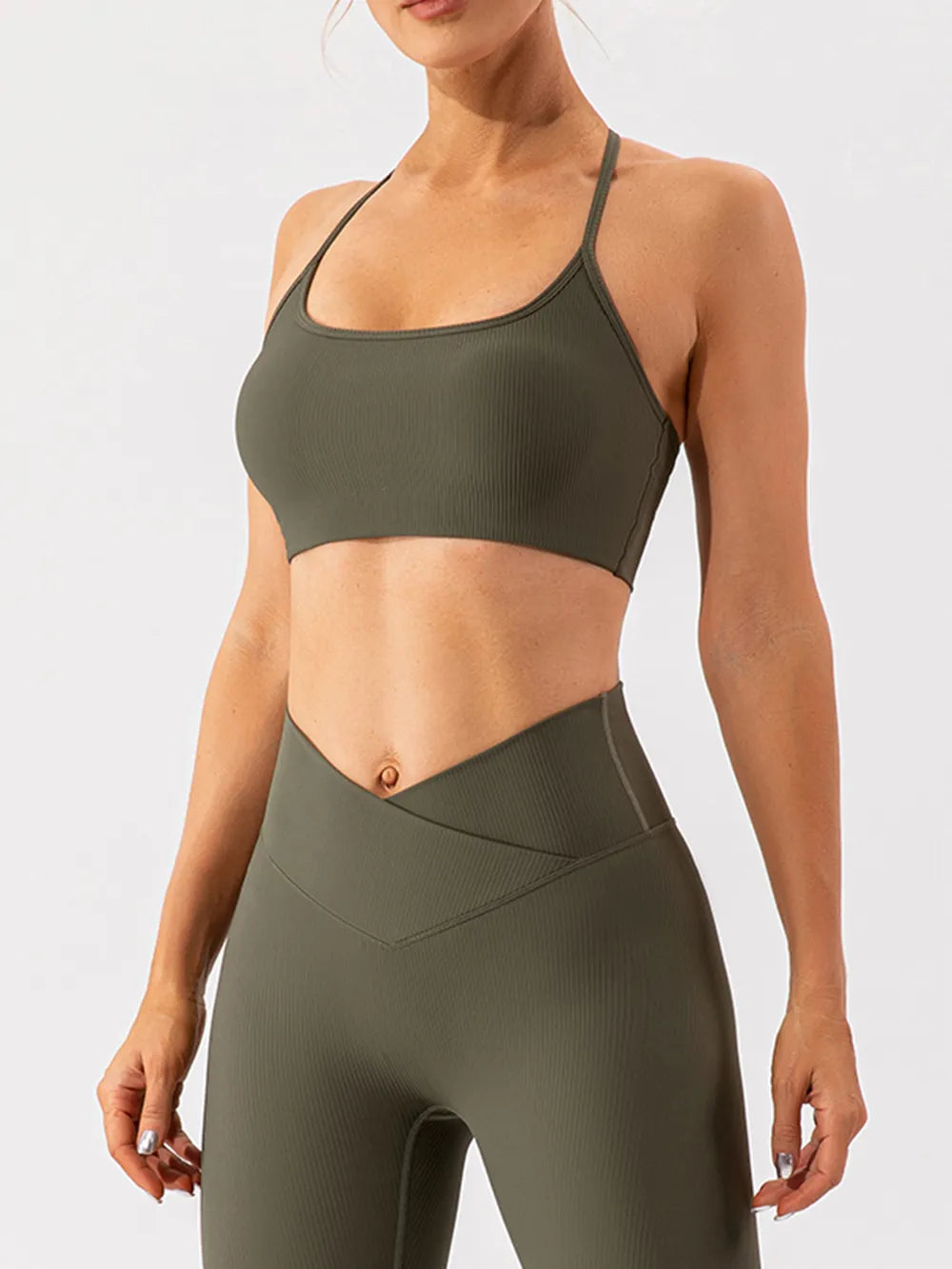 Top Sportivo Donna con Schiena Lavorata – Verde matcha