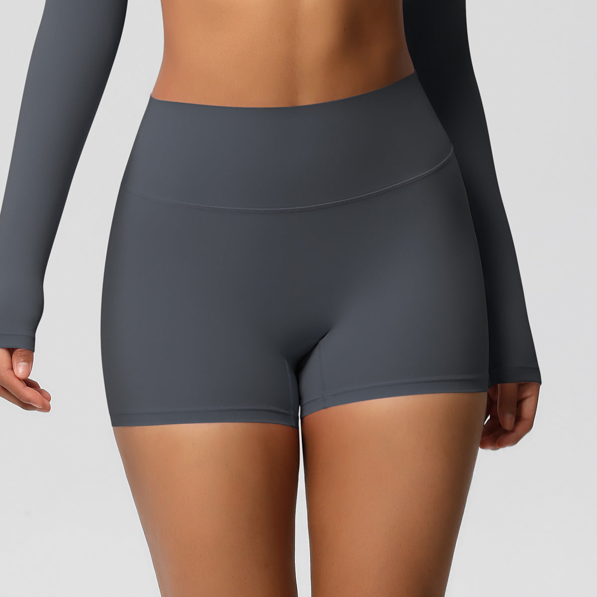 Completo Sportivo Donna – Top Schiena Lavorata e Pantaloni – Shorts 7101 – grigio grafite