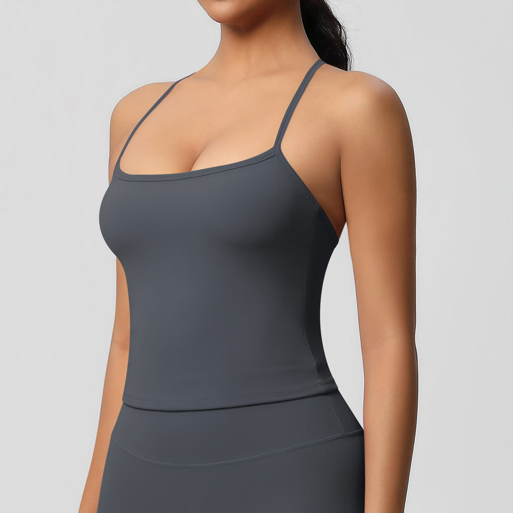 Ensemble de sport femme – Top dos travaillé et pantalon – Débardeur 7107 – gris graphite