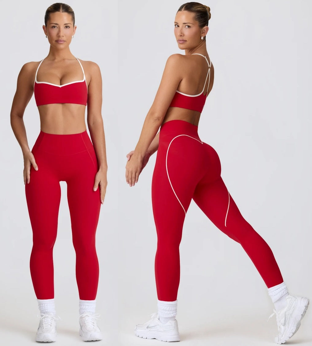 Set Sportivo Donna – Top e Leggings a Vita Alta – Rosso