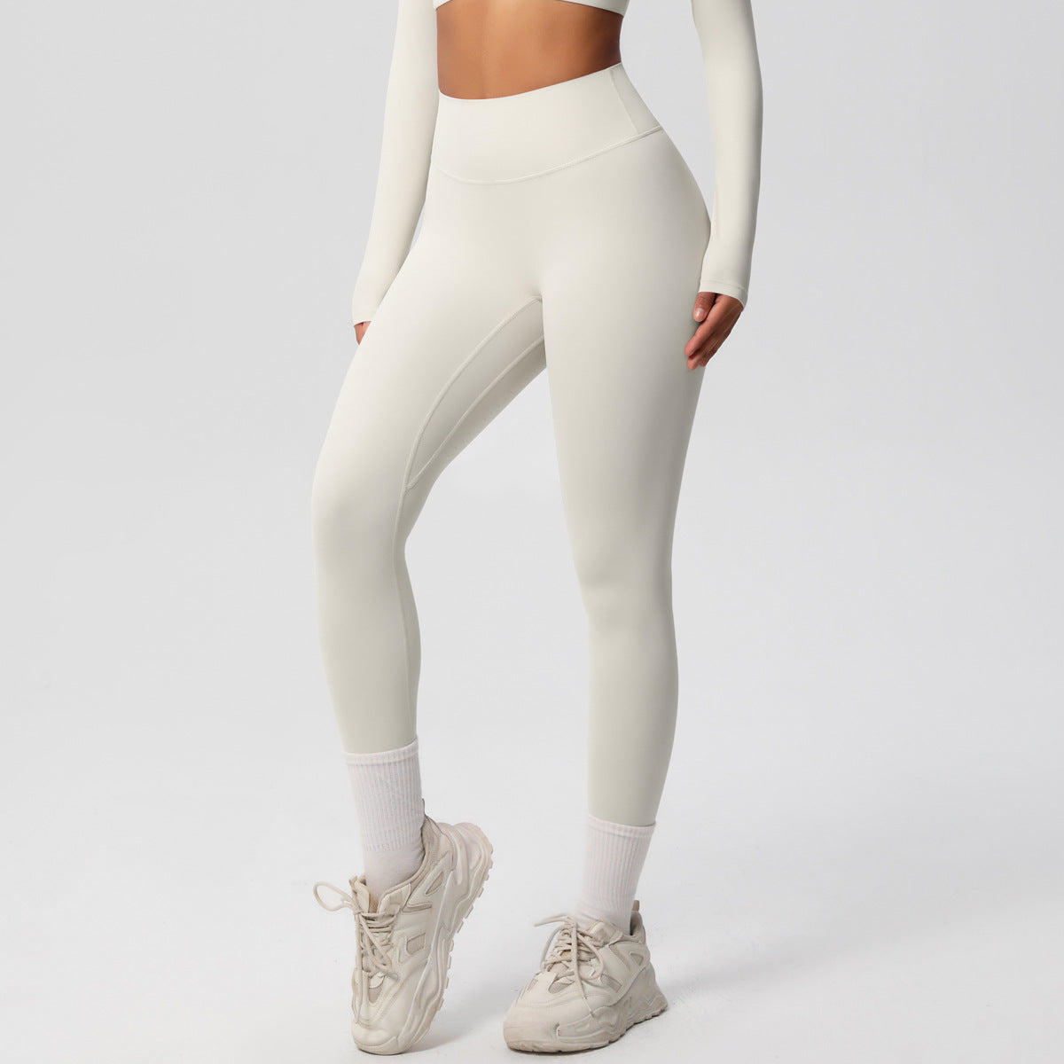 Completo Sportivo Donna – Top Schiena Lavorata e Pantaloni – Pantaloni 7100 – avorio