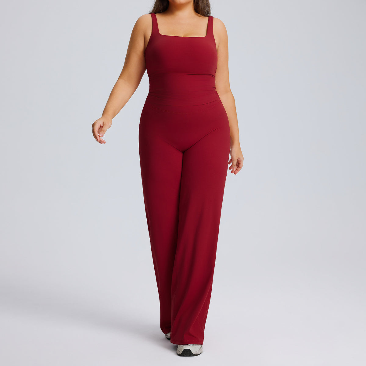Completo Sportivo Donna – Top e Pantaloni Dritti – Completo canotta + pantaloni – rosso ciliegia