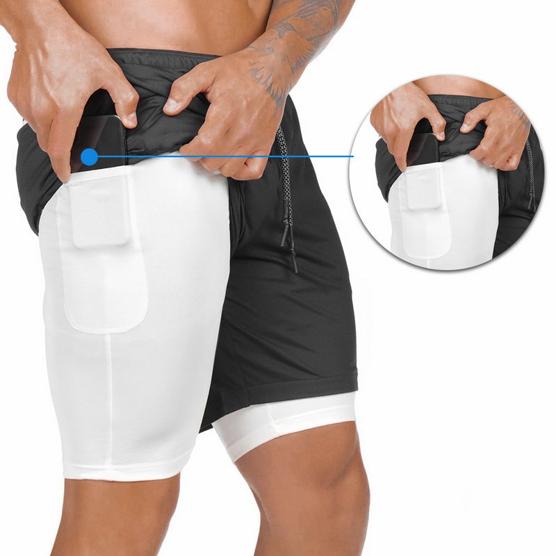 Pantaloncini Sportivi Uomo 2 in 1 con Tasche Zip – foto 3 di 8