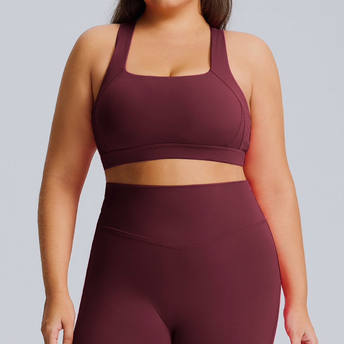 Completo Sportivo Donna – Top e Leggings per Corsa – Solo top – bordeaux
