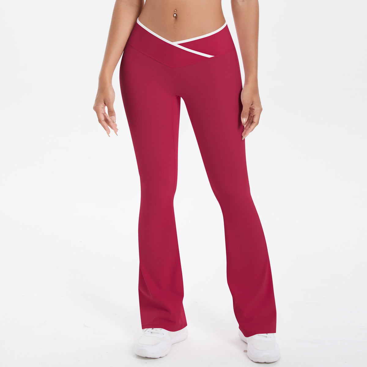Completo Sportivo Donna – Top Incrociato e Pantaloni a Gamba Larga – Pantaloni a gamba larga 7116 – rosa intenso