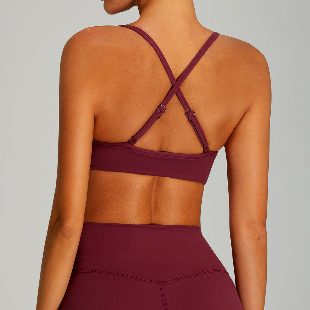 Reggiseno Sportivo Donna Cross-Back – Rosso porpora