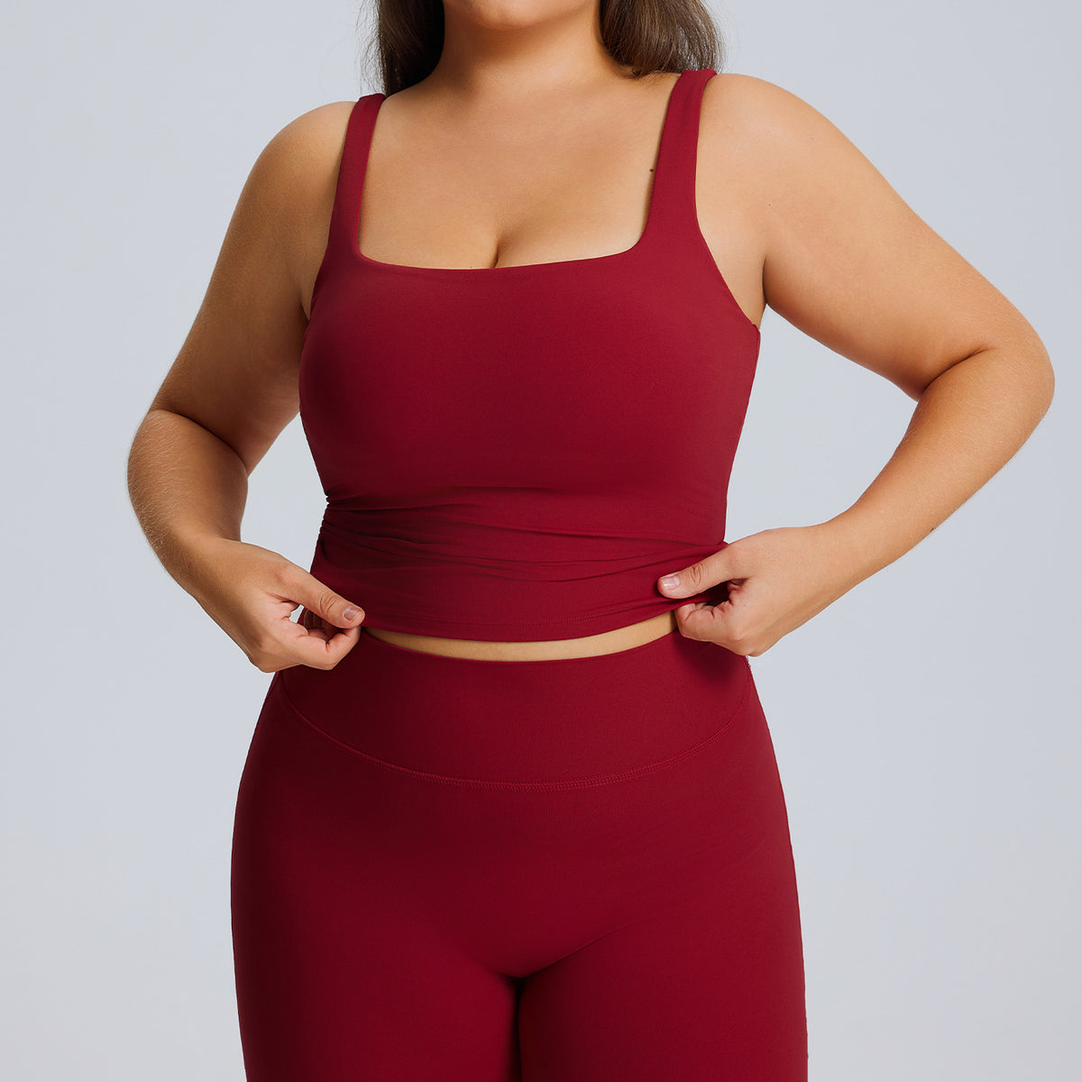 Completo Sportivo Donna – Top e Pantaloni Dritti – Solo top – rosso ciliegia