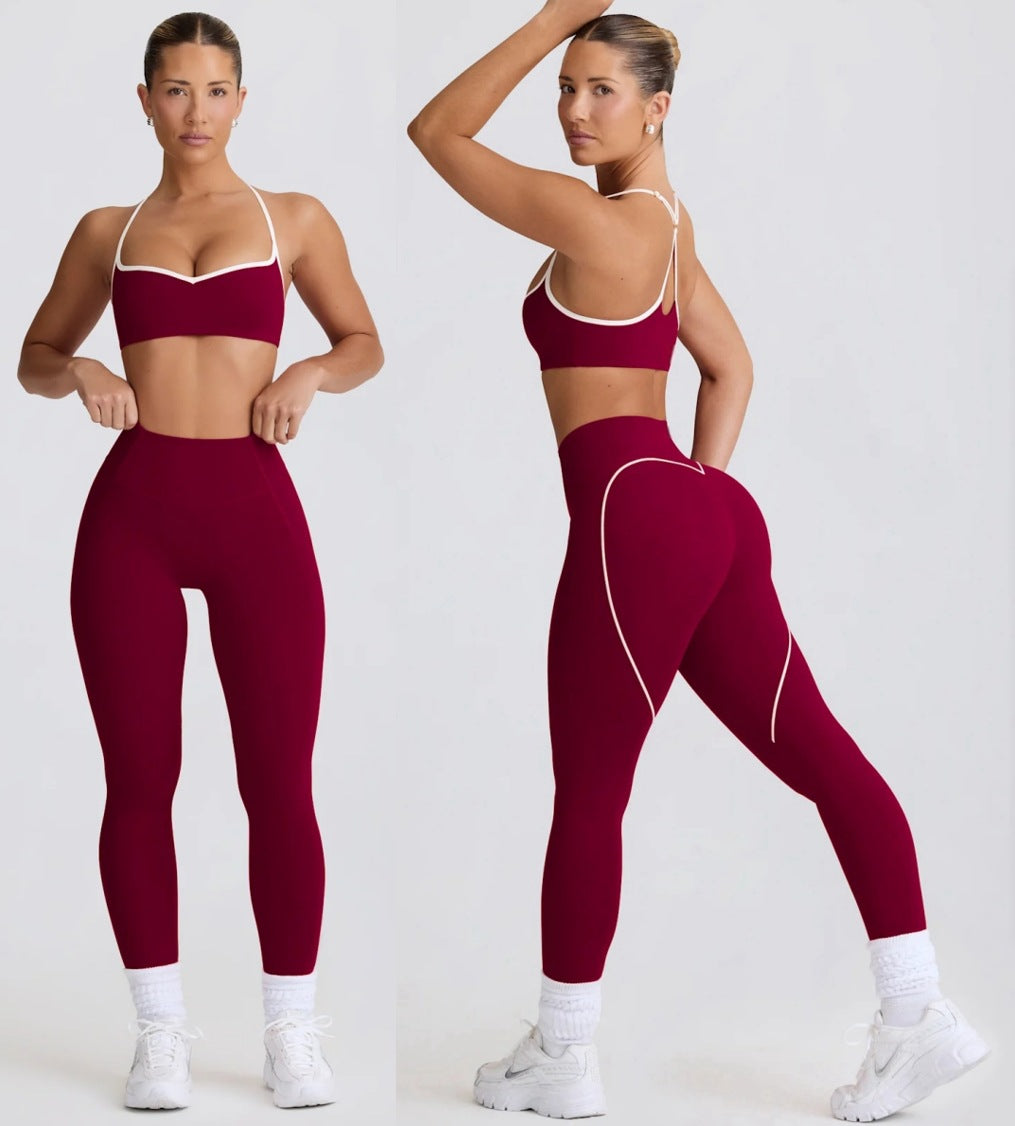 Set Sportivo Donna – Top e Leggings a Vita Alta – Bordeaux