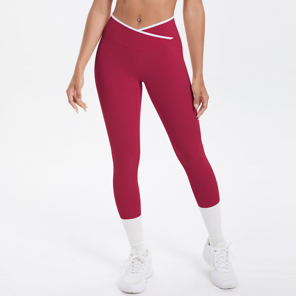Completo Sportivo Donna – Top Incrociato e Pantaloni a Gamba Larga – Pantaloni 7118 – rosa intenso