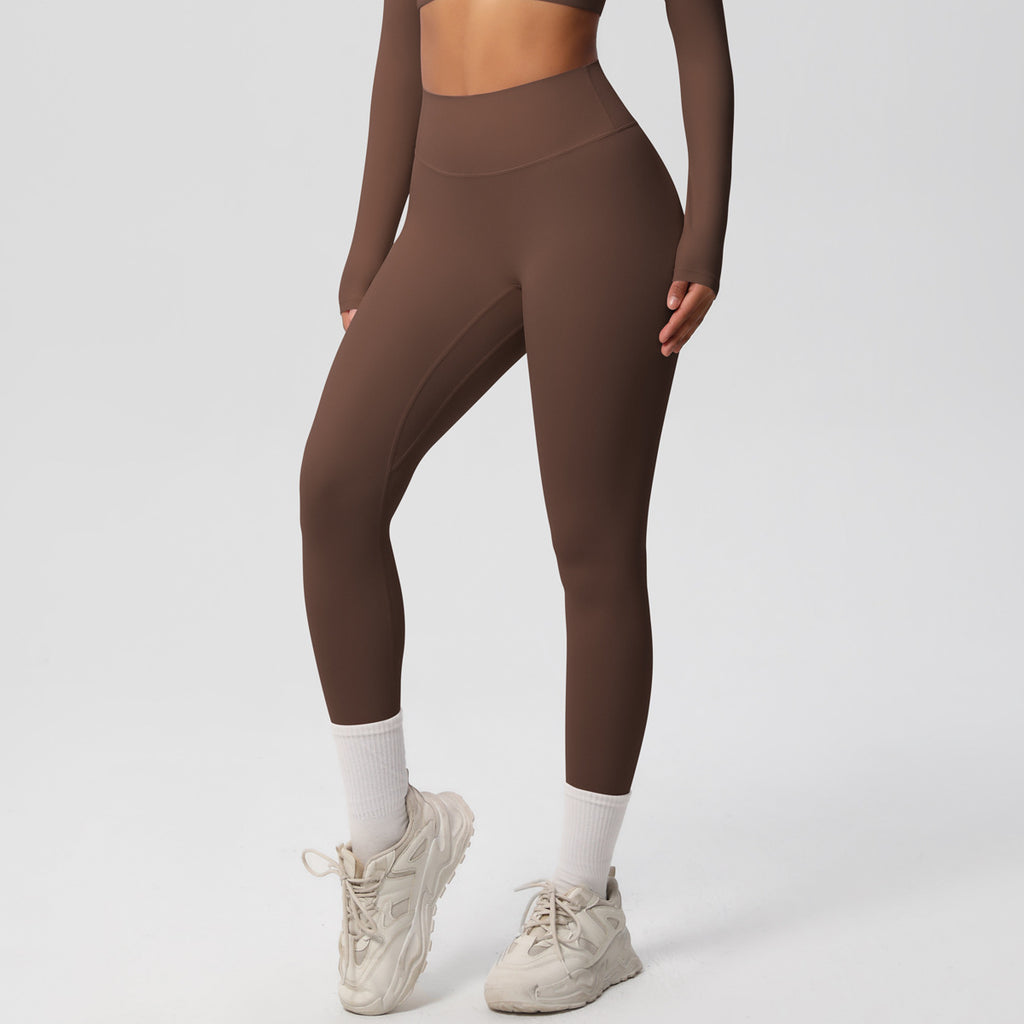 Ensemble de sport femme – Top dos travaillé et pantalon – Pantalon 7100 – châtaigne