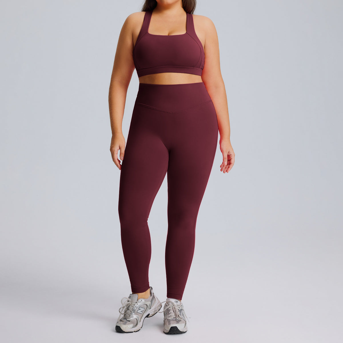 Completo Sportivo Donna – Top e Leggings per Corsa – Completo top + leggings – bordeaux