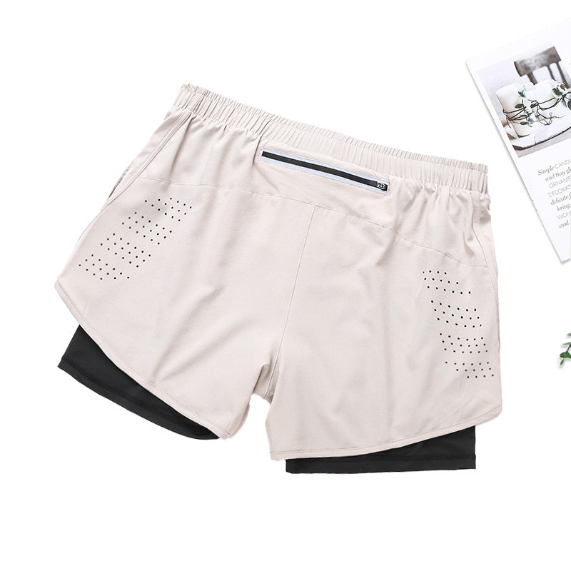 Pantaloncini Sportivi Uomo a Doppio Strato – Bianco panna