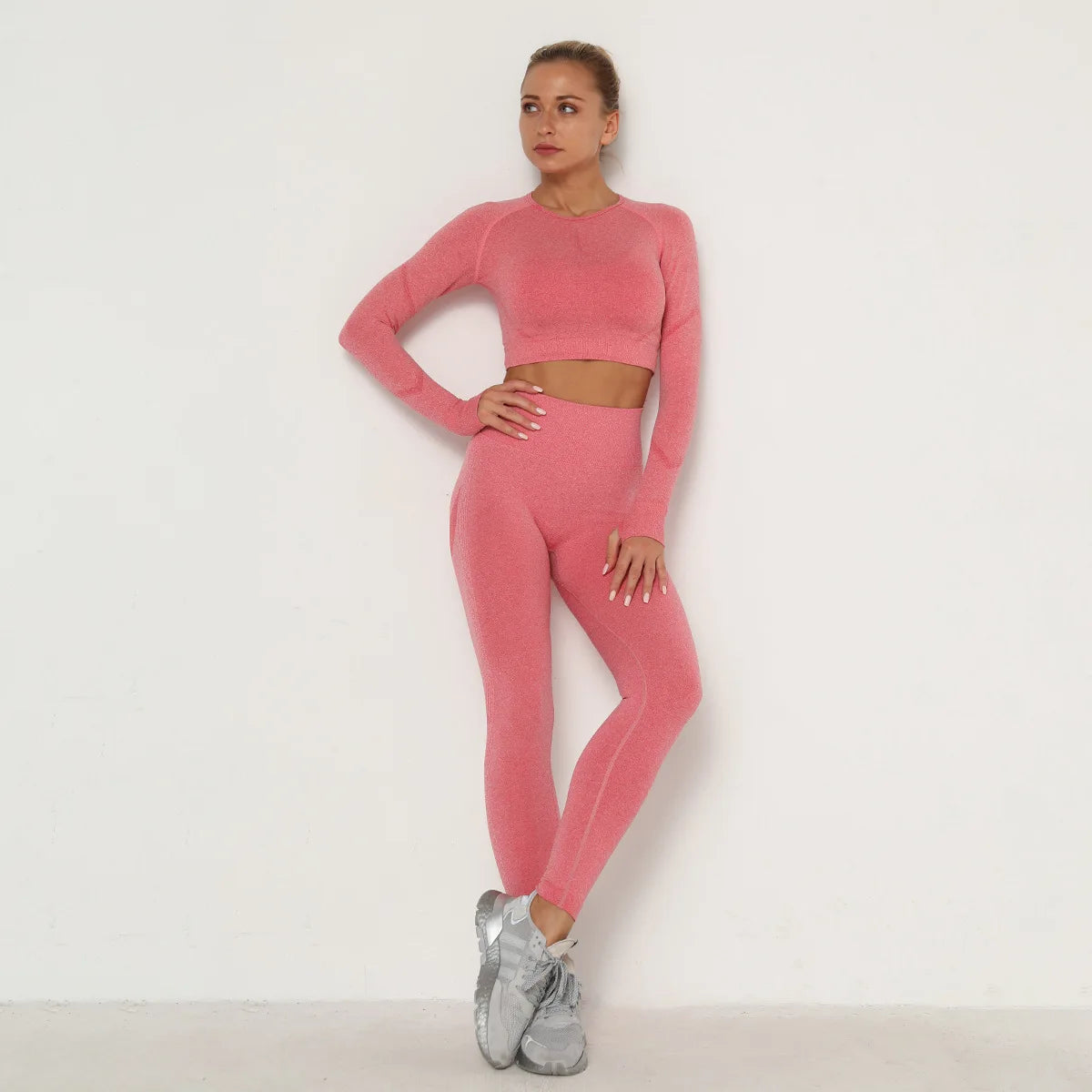 Set Fitness Donna Seamless – Top e Leggings – Rosa